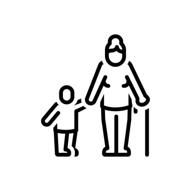 Büyükanne için siyah çizgi simgesi