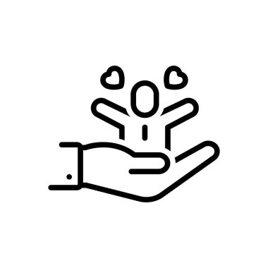 Evlat edinmek için siyah çizgi simgesi 