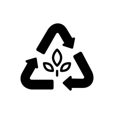 Black solid icon for recyclable clipart