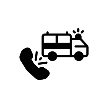 Black solid icon for ambulance call clipart