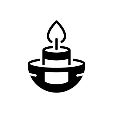 Black solid icon for candle  clipart