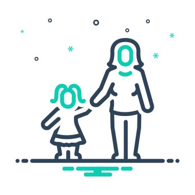 Mix icon for mother and daughter clipart