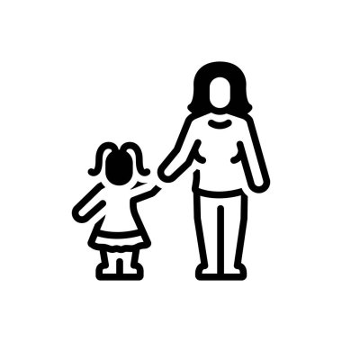 Anne ve kız için siyah katı simge