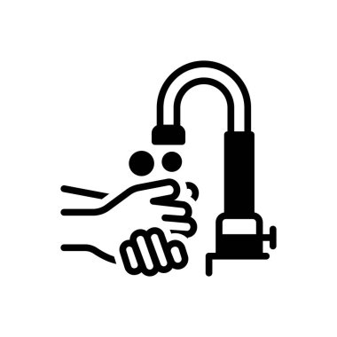 Yıkanan eller için siyah katı simge