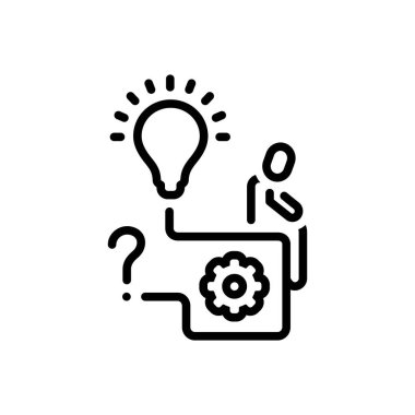 Sorun çözme için siyah çizgi simgesi