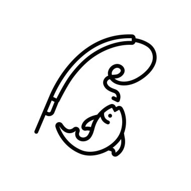 Balık tutmak için siyah çizgi simgesi 