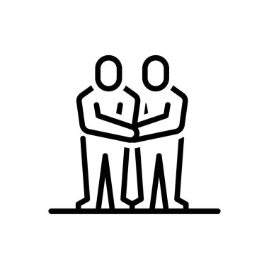 Black line icon for negotiation  clipart