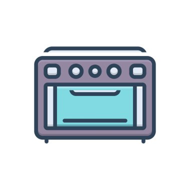 Color illustration icon for oven  clipart