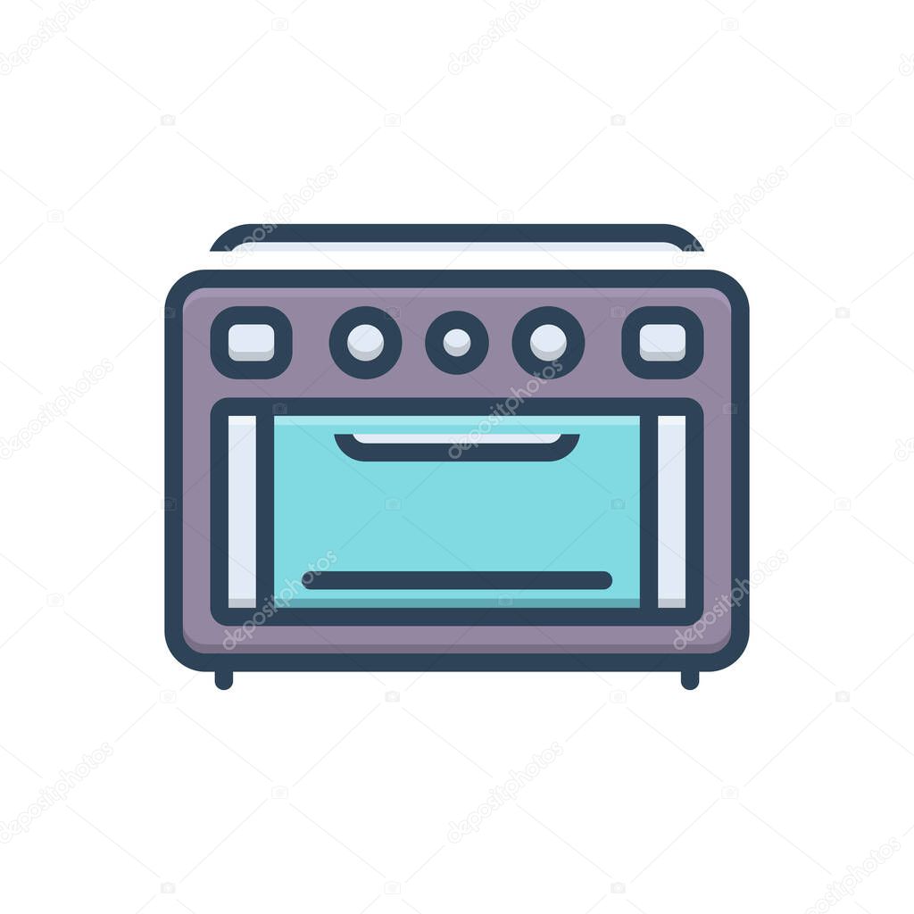 Color illustration icon for oven