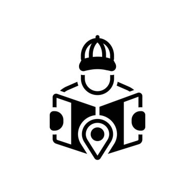 Black solid icon for map reading clipart