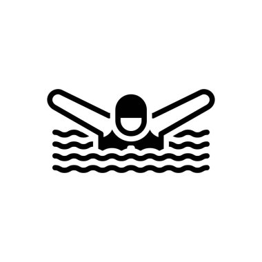 Black solid icon for swimming  clipart