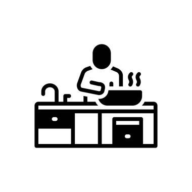 Yemek pişirmek için siyah katı simge 