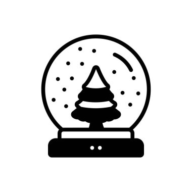 Black solid icon for snowglobe  clipart