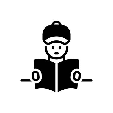 Black solid icon for reader  clipart