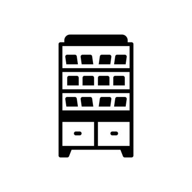 Kitap rafı için siyah katı simge 