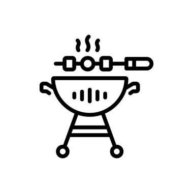 Black line icon for barbecue  clipart