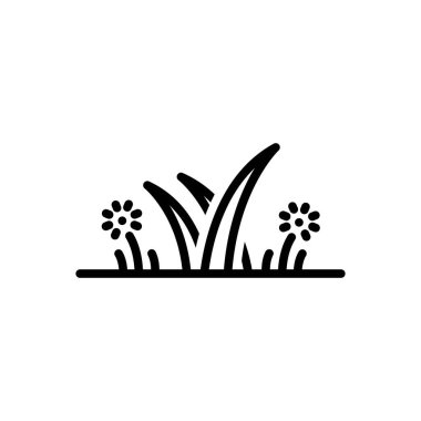 Black line icon for grass  clipart