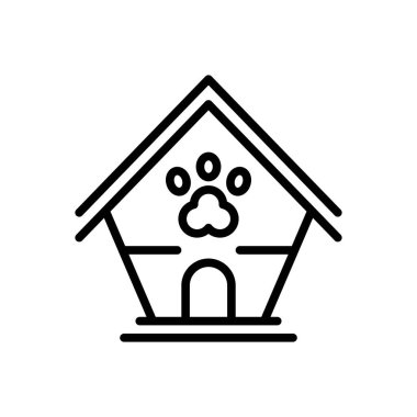 Evcil hayvan evi için siyah çizgi simgesi