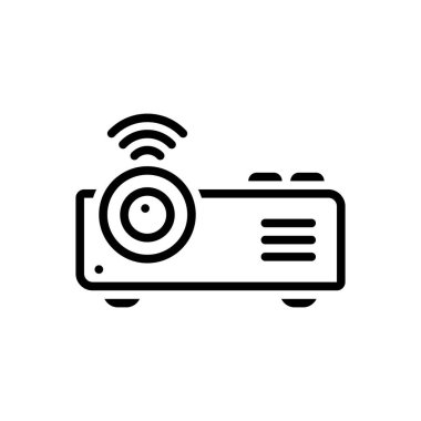 Projektör için siyah çizgi simgesi 