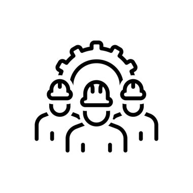 Black line icon for worker  clipart