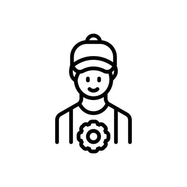 Black line icon for repairman  clipart