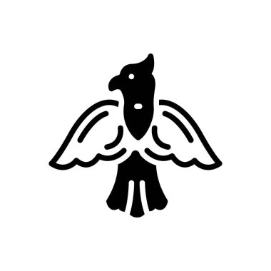 Black solid icon for bird  clipart