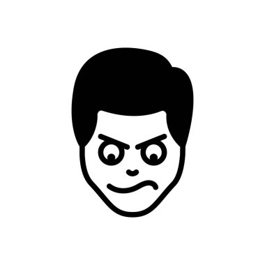 Black solid icon for angry  clipart