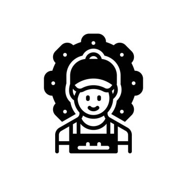 Becerikli adam için siyah katı simge 