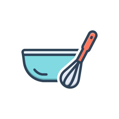 Karıştırma kabı için renk illüstrasyon simgesi