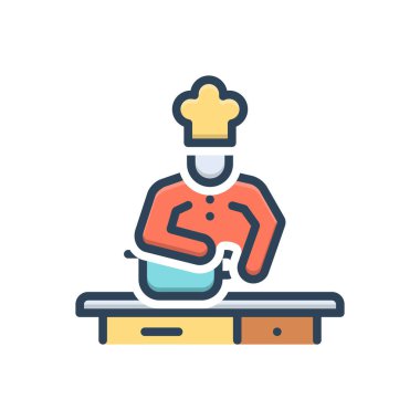 Aşçı için renk illüstrasyon simgesi 