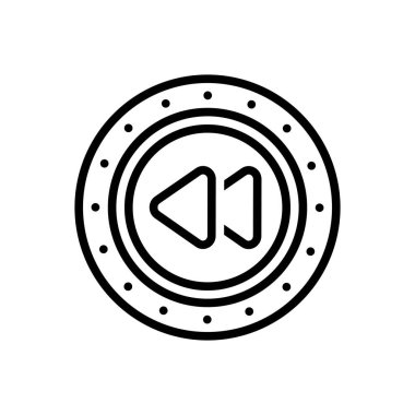 Geri vites için siyah çizgi simgesi