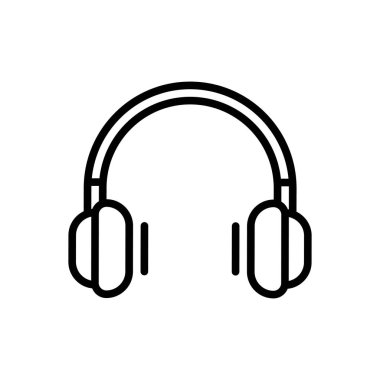 Black line icon for headphones  clipart