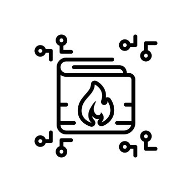 Sıcak cüzdan için siyah satır simgesi