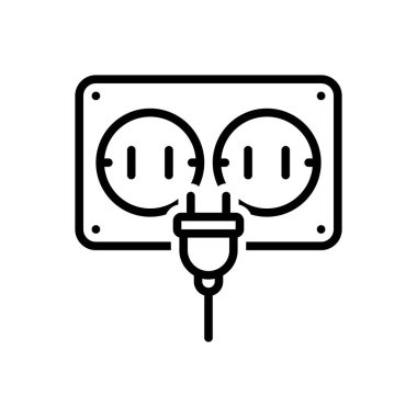 Fişe takmak için siyah çizgi simgesi