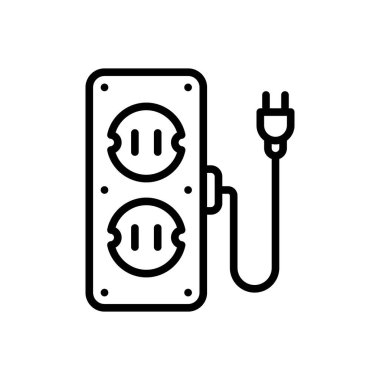 Soket için siyah çizgi simgesi 