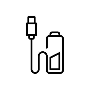 USB şarj etmek için siyah çizgi simgesi