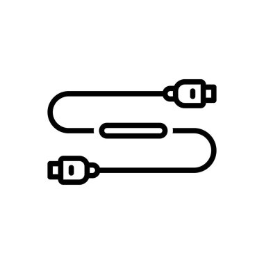 Kablo için siyah çizgi simgesi 