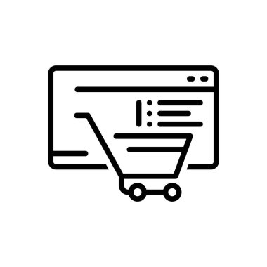 Dijital ticaret için siyah çizgi simgesi