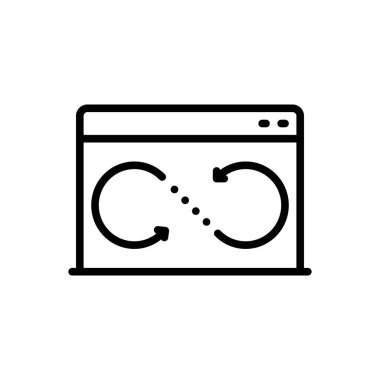 Eşzamanlama için siyah çizgi simgesi