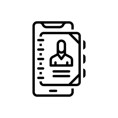 Black line icon for contact