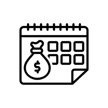 Maaş günü için siyah çizgi simgesi 