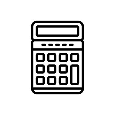 Black line icon for calculator  clipart