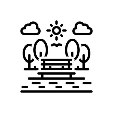 Kamu alanları için siyah çizgi simgesi