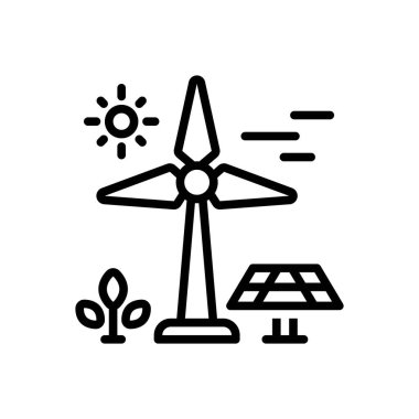Yenilenebilir enerji için siyah çizgi simgesi