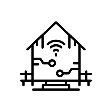 Akıllı Ev için siyah çizgi simgesi