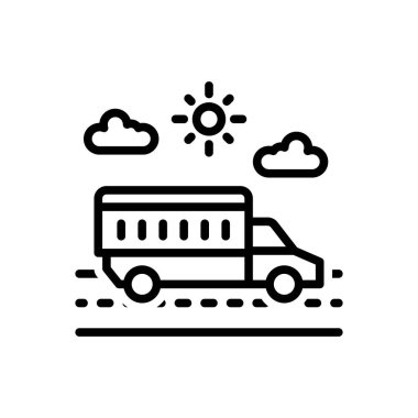 Ulaşım için siyah çizgi simgesi