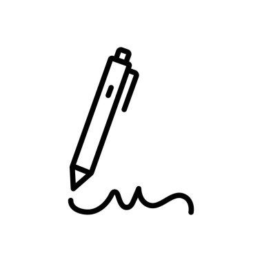 Black line icon for signature  clipart