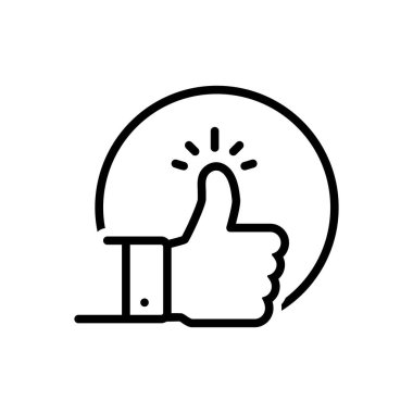 Black line icon for thumbs up clipart