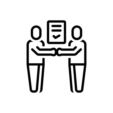 Anlaşma için siyah çizgi simgesi