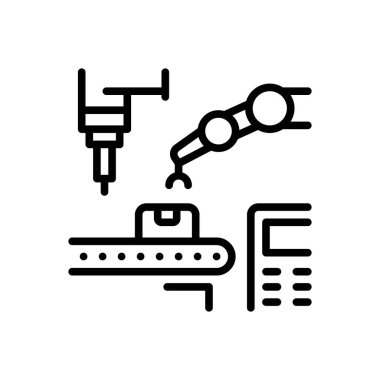 Üretim için siyah çizgi simgesi 